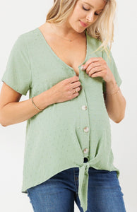 Swiss Dot Maternity & Nursing Shirt - sz large