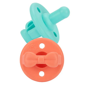 Sweetie Soother - Aqua & Peach Bows