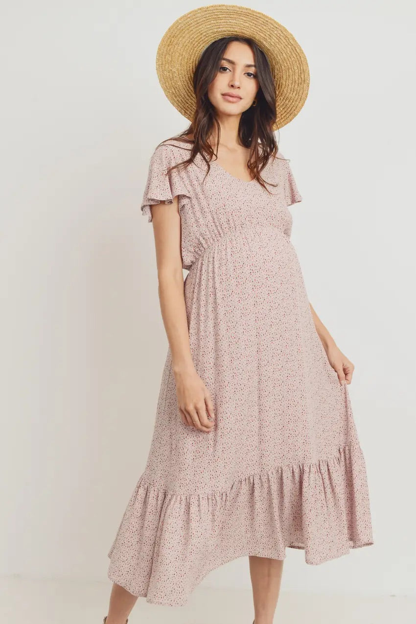 Rayon Gauze With Ruffled Ends Maternity Dress
