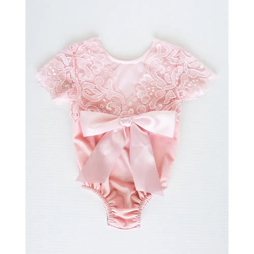 Serenity Baby Lace & Velvet Romper - Pink