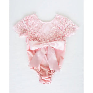 Serenity Baby Lace & Velvet Romper - Pink
