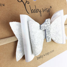 Load image into Gallery viewer, White Glitter 1st Birthday Headband