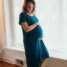 Load image into Gallery viewer, Mama Labor Delivery Maternity &amp; Nursing Gown - Blue