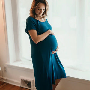 Mama Labor Delivery Maternity & Nursing Gown - Blue
