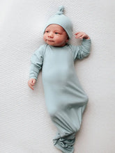 Load image into Gallery viewer, Baby Knotted Ribbed Gown - Blue Bird