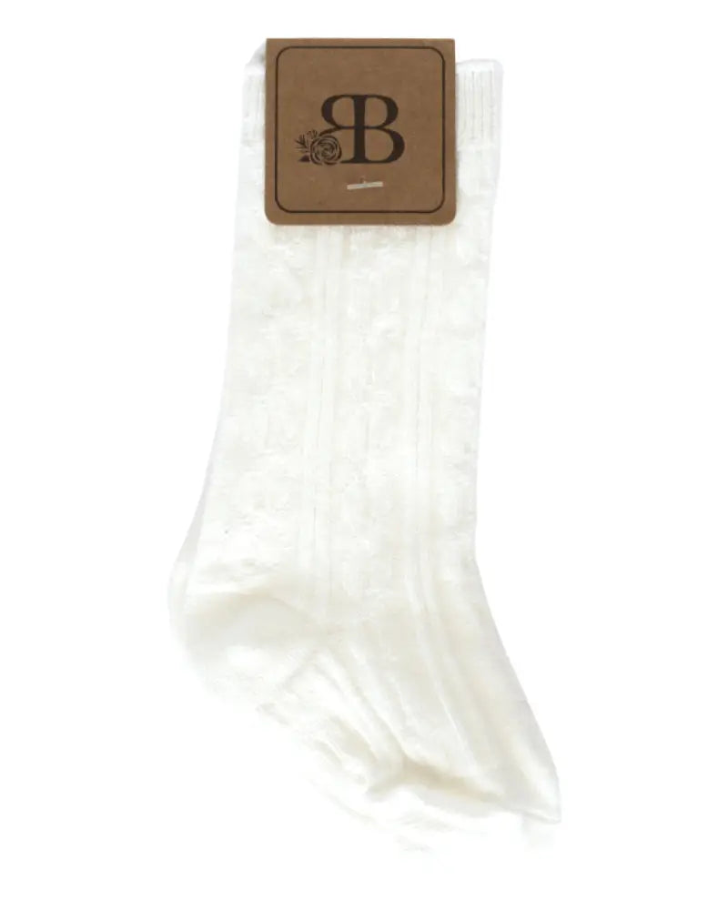 Cable Knit Knee Sock -Ivory
