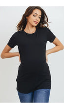 Load image into Gallery viewer, Jersey Round Neck Short Sleeve Maternity Tee - Black