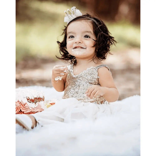 Cara Couture Glitter Baby Dress - Gold Sequins