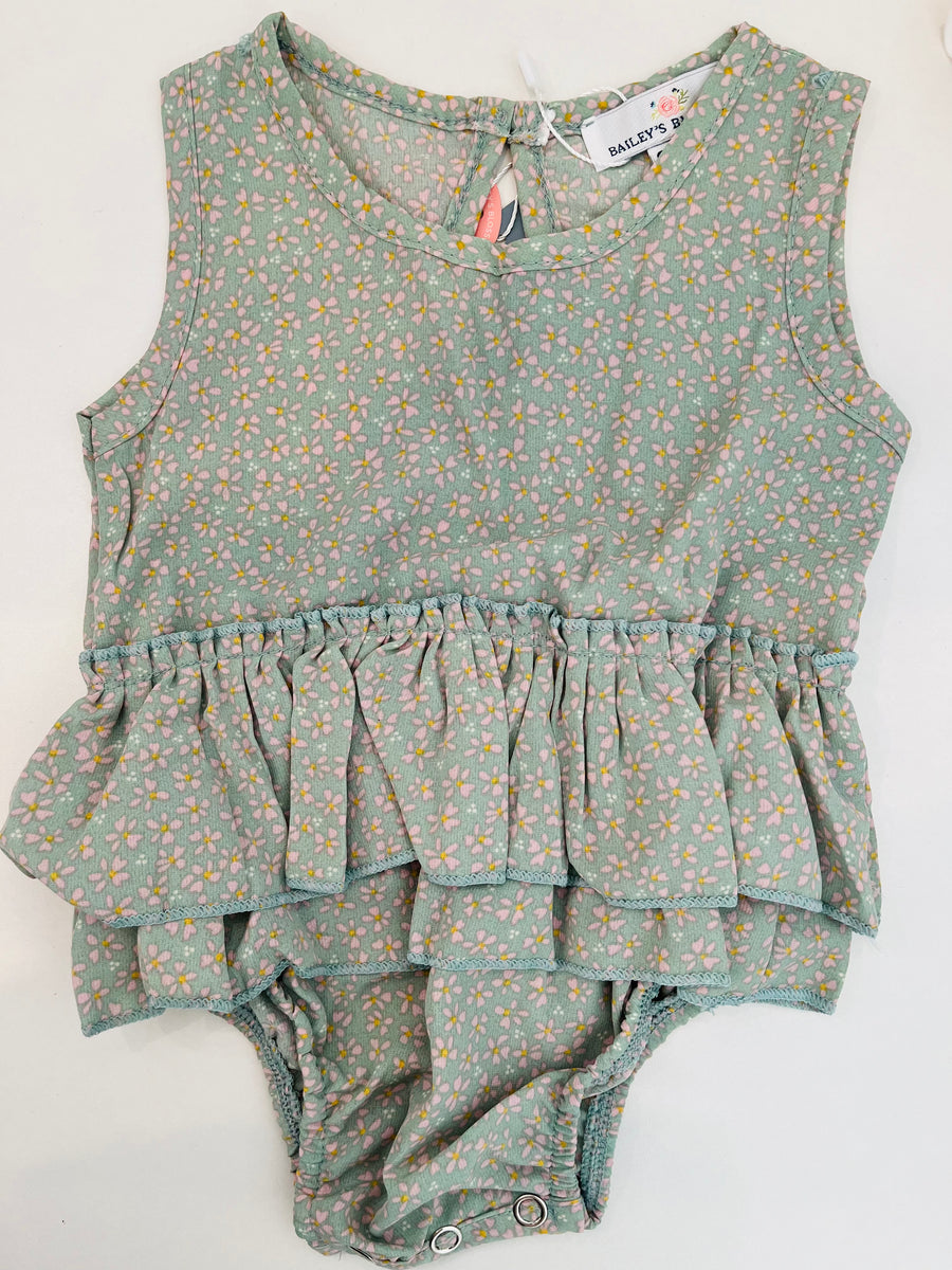 Clare Baby Sage Green Romper Pickles & Littles Maternity Boutique