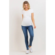 Load image into Gallery viewer, Round Neck Ruched Side Maternity Tee